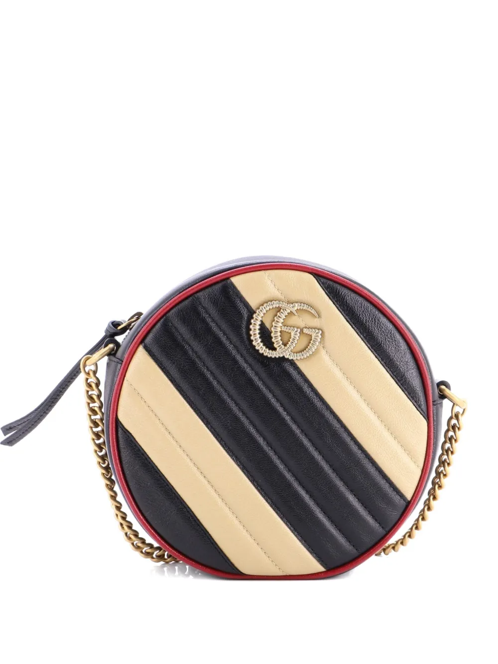 Gucci Pre-Owned GG Marmont Round Shoulder Bag Diagonal Quilted Leather Mini crossbody bag - Nero