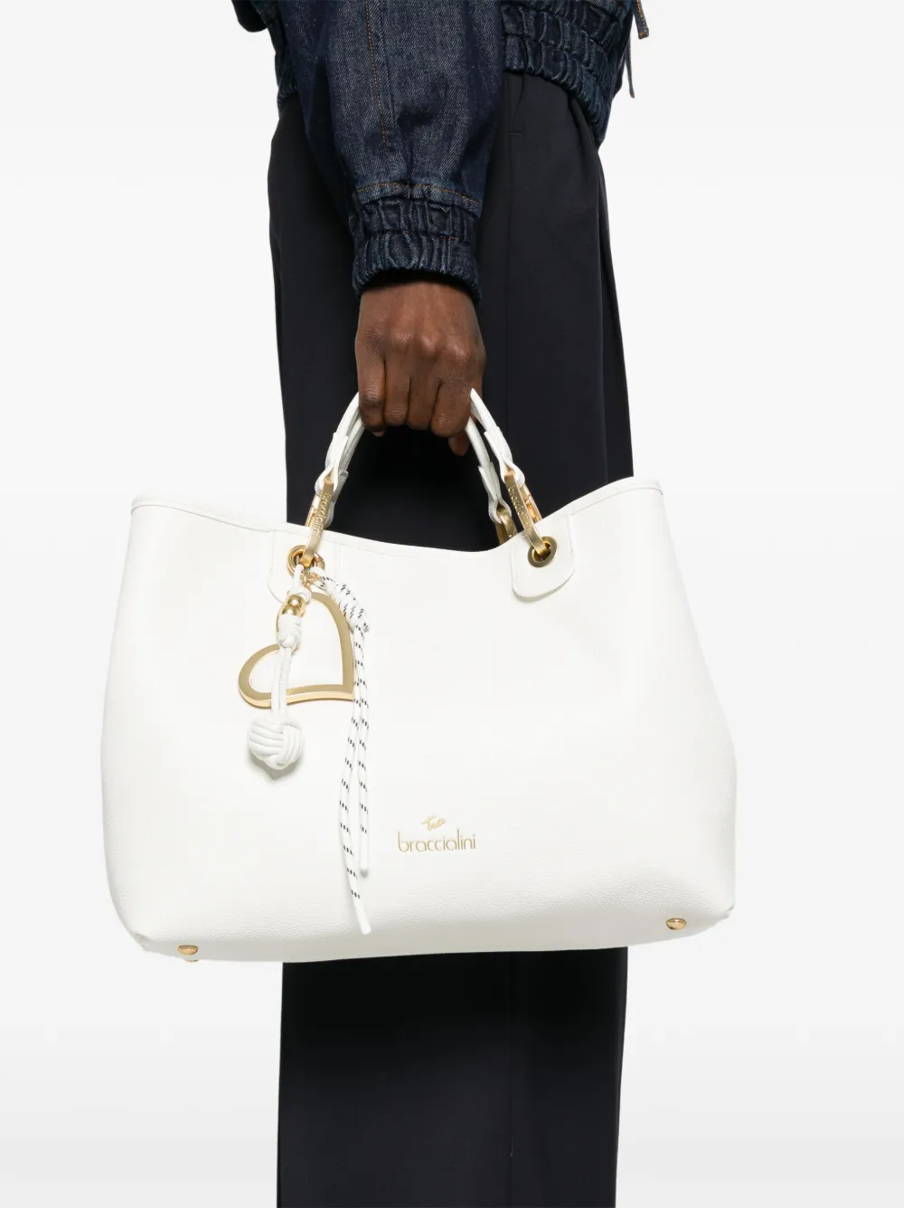  Braccialini Beth Heart-charm Tote Bag - White 