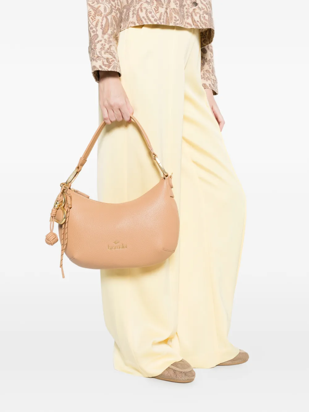 Beth Heart-Charm Leather Tote Bag