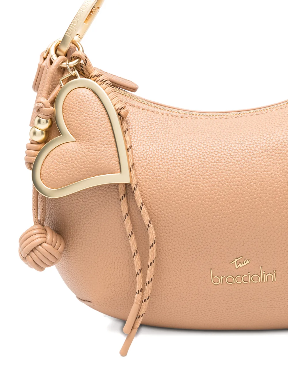 Beth Heart-Charm Leather Tote Bag