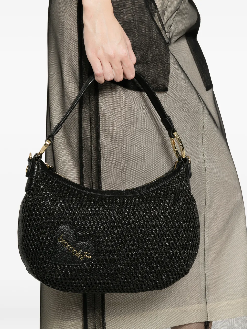 Beth Tricot Top-Zip Shoulder Bag