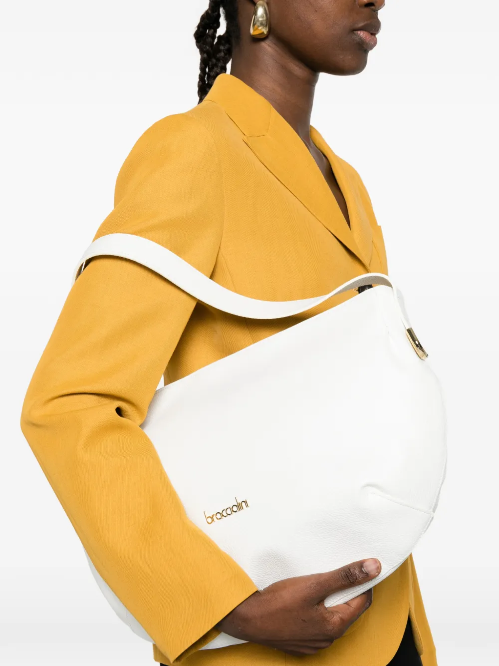  Braccialini Ariel Leather Shoulder Bag - White 