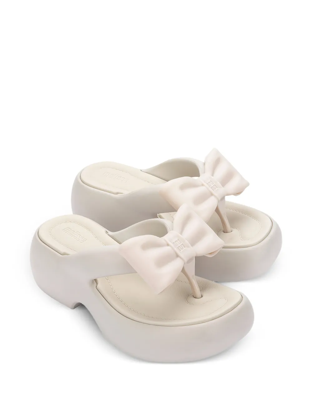 Melissa Free Fuzzy teenslippers met plateauzool en strik Beige
