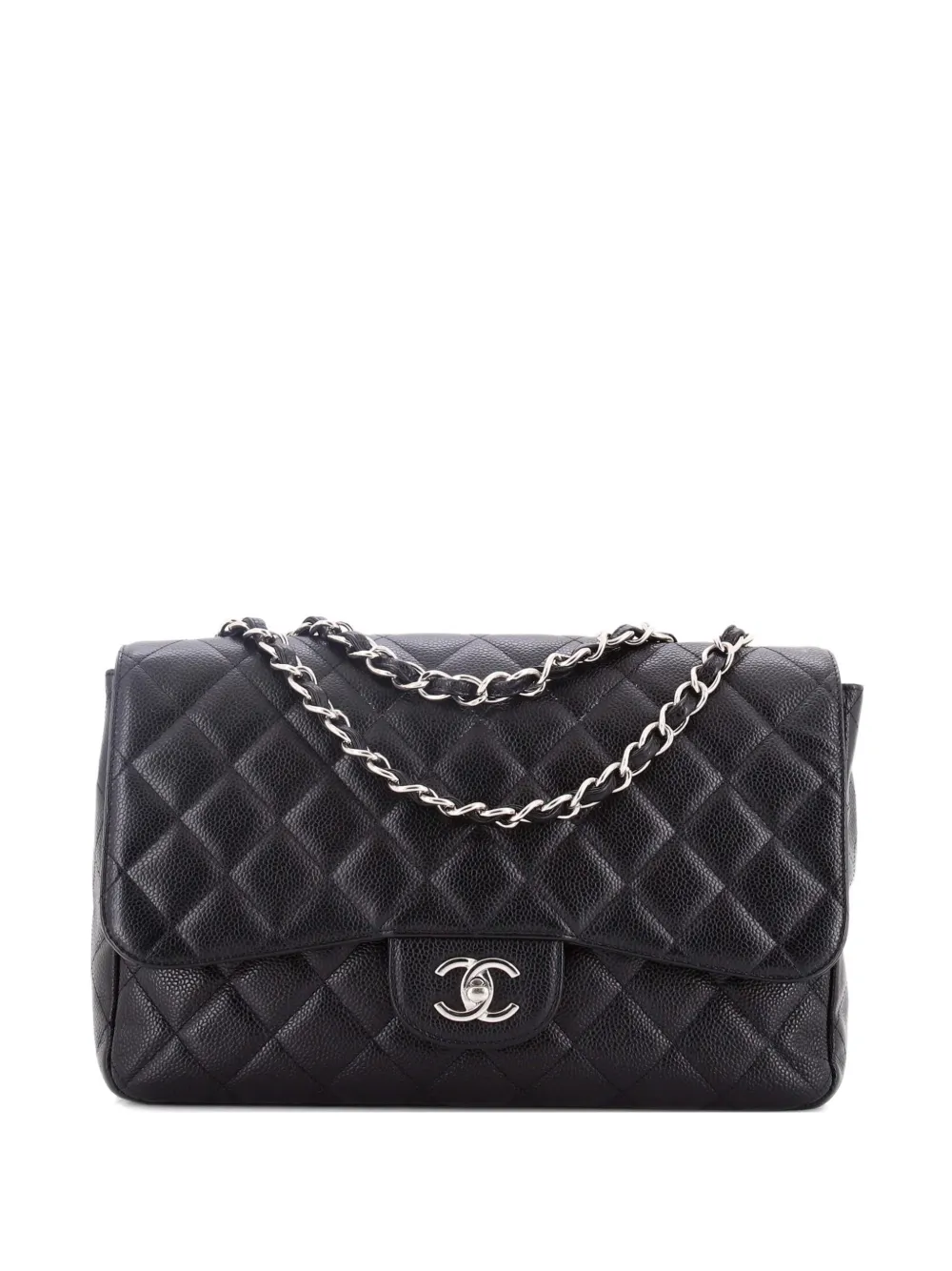 CHANEL Pre-Owned Classic Single Flap Bag Quilted Caviar Jumbo shoulder bag - Nero