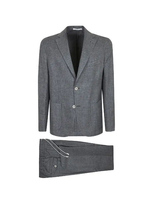 Eleventy Single-breasted Notched-lapel Blazer in Grey