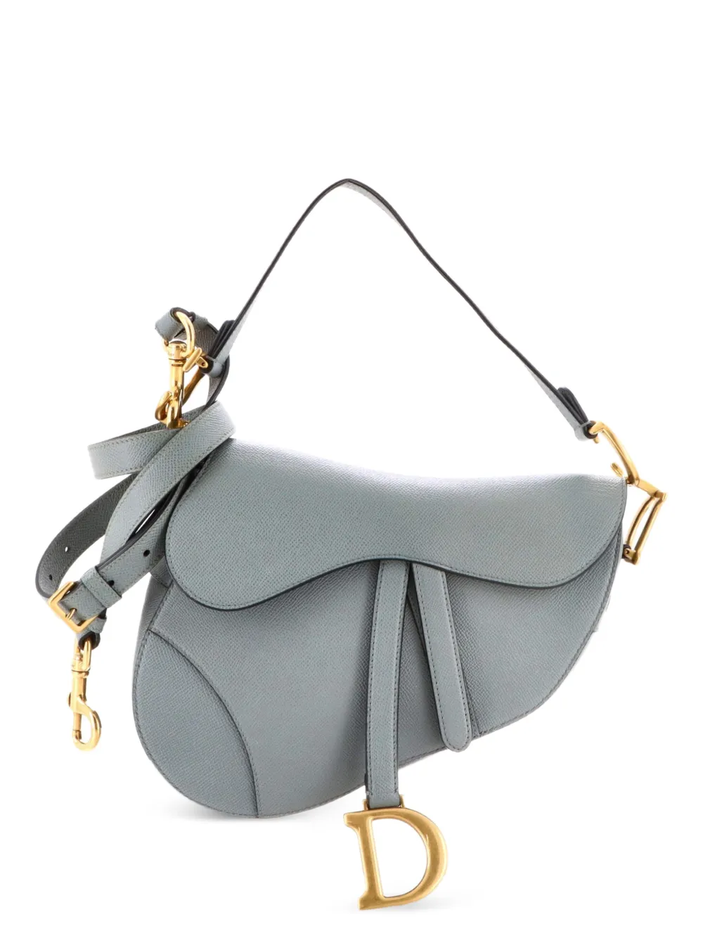 Christian Dior Pre-Owned Saddle Handbag with Strap Leather Medium shoulder bag - Grigio