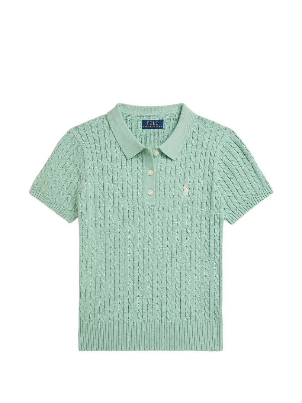 POLO RALPH LAUREN KIDS cable-knit collared polo shirt - Verde