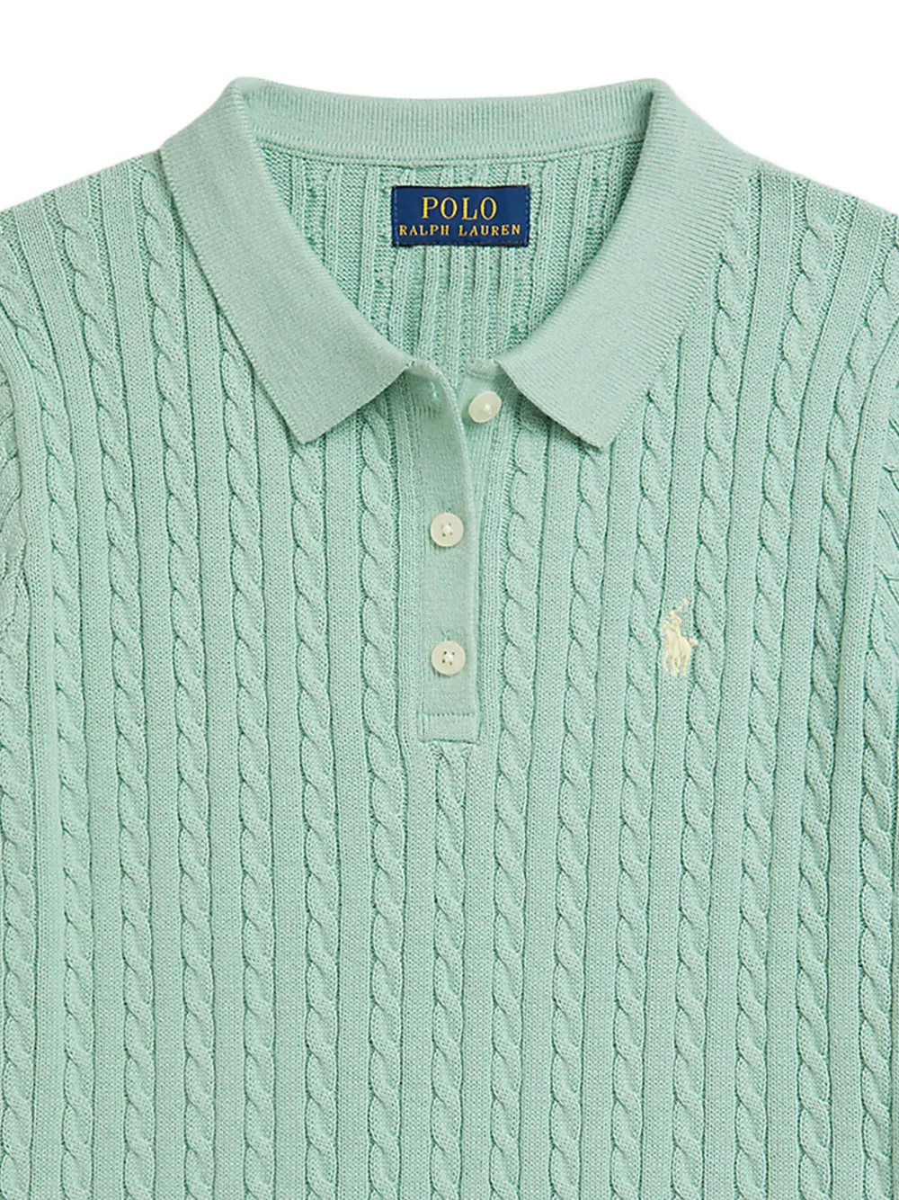 POLO RALPH LAUREN KIDS Kabelgebreid poloshirt met kraag Groen