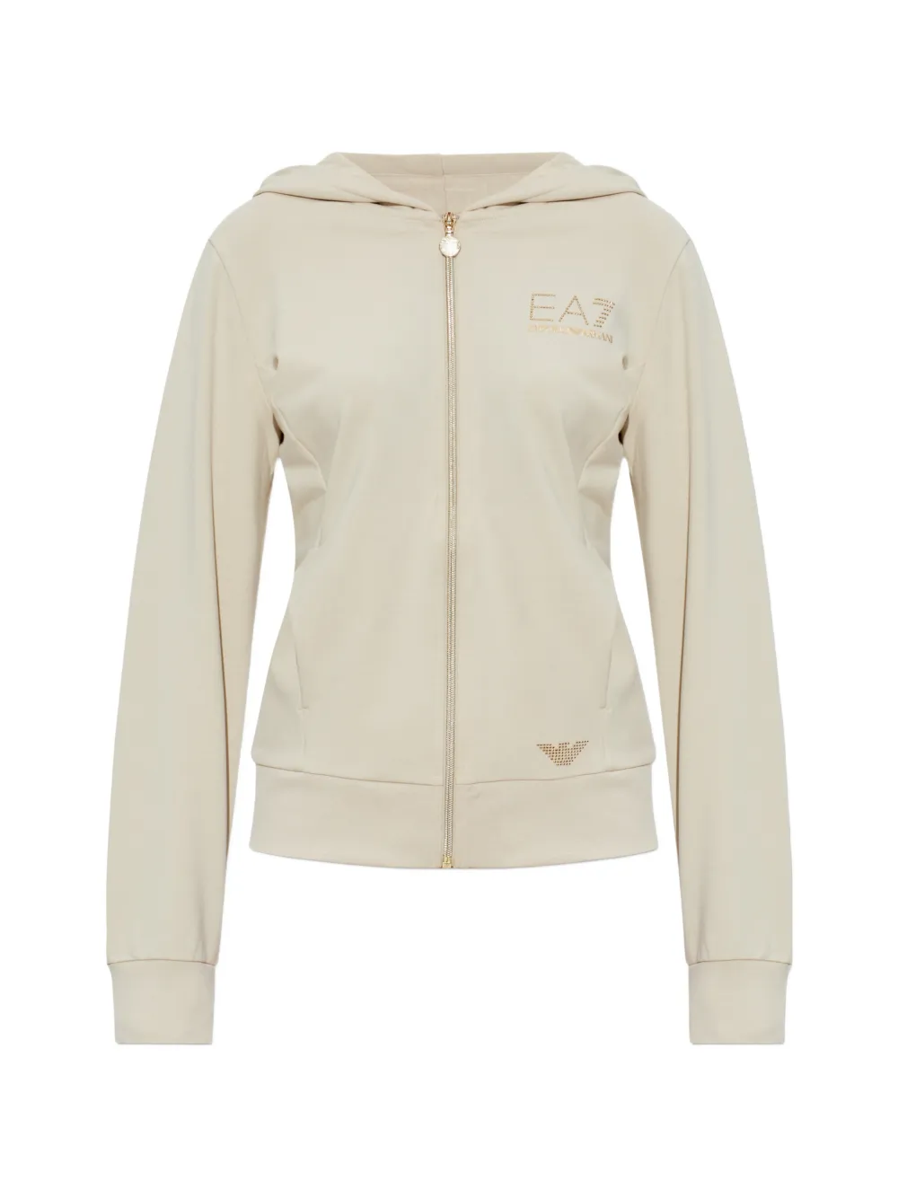 Ea7 Emporio Armani zip-up logo-detail hoodie - Toni neutri