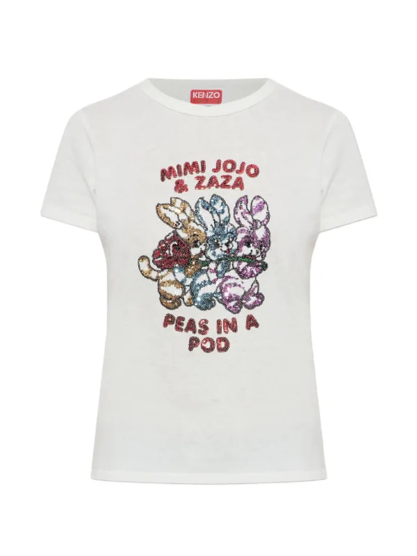 KENZO Tシャツ ズキ子 Kenzo スパンコール Tシャツ | ニュートラル | FARFETCH JP