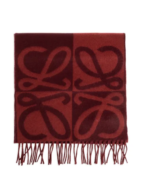 LOEWE fringed-edge logo-pattern scarf
