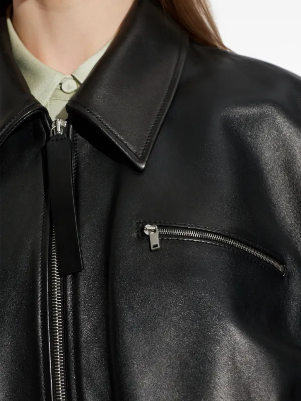 Jil Sander ジップアップ レザージャケット | ブラック | FARFETCH JP