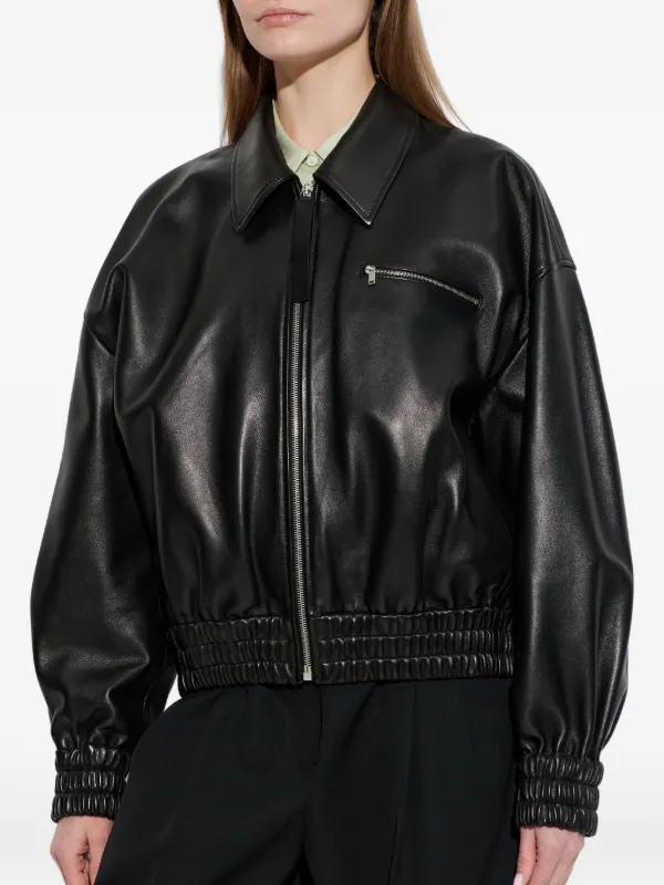 Jil Sander ジップアップ レザージャケット | ブラック | FARFETCH JP