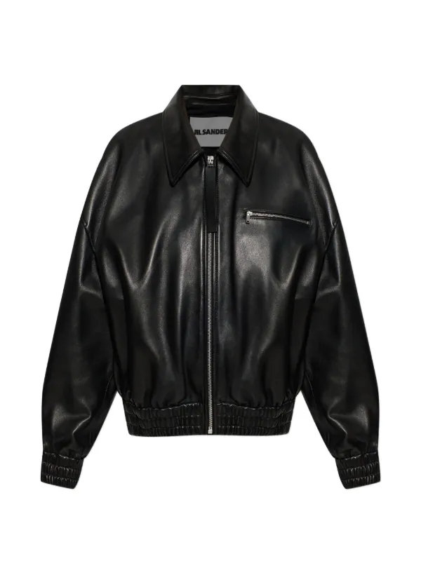 JIL SANDER ブラック レザージャケット 34 ポケットあり Jil Sander ジップアップ レザージャケット | ブラック | FARFETCH JP