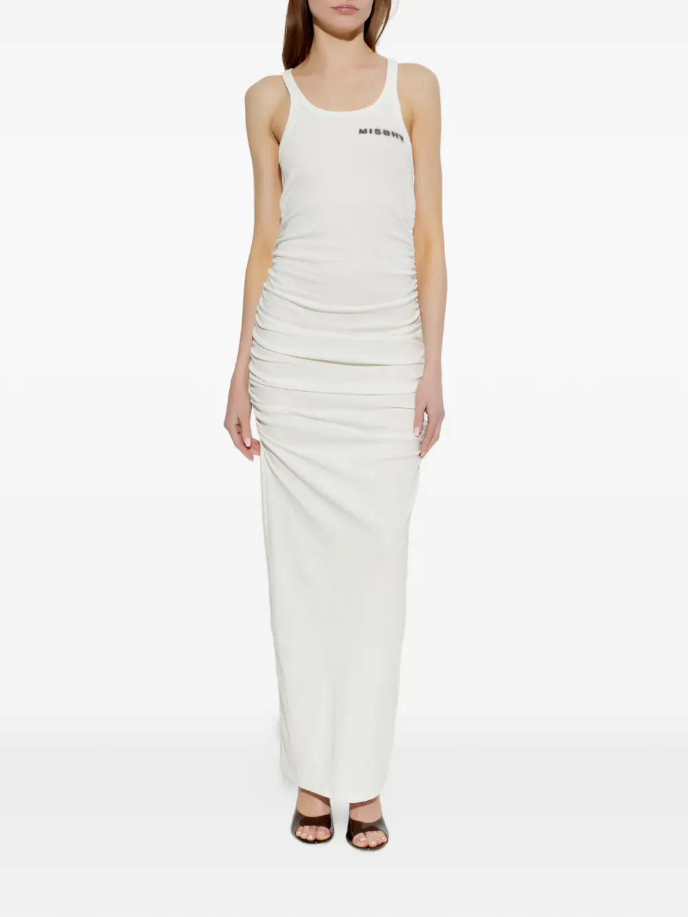  Misbhv Ruched Maxi Dress - Neutrals 