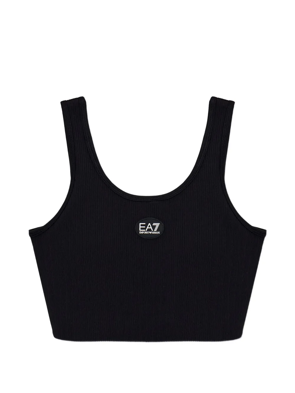 Ea7 Emporio Armani logo-detail ribbed top - Schwarz