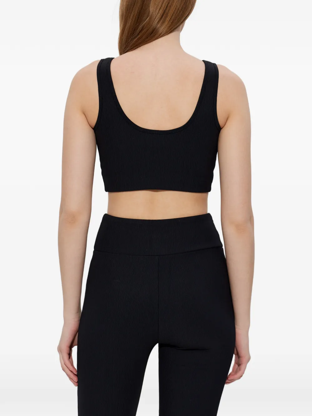 Ea7 Emporio Armani Geribbelde top met logodetail Zwart