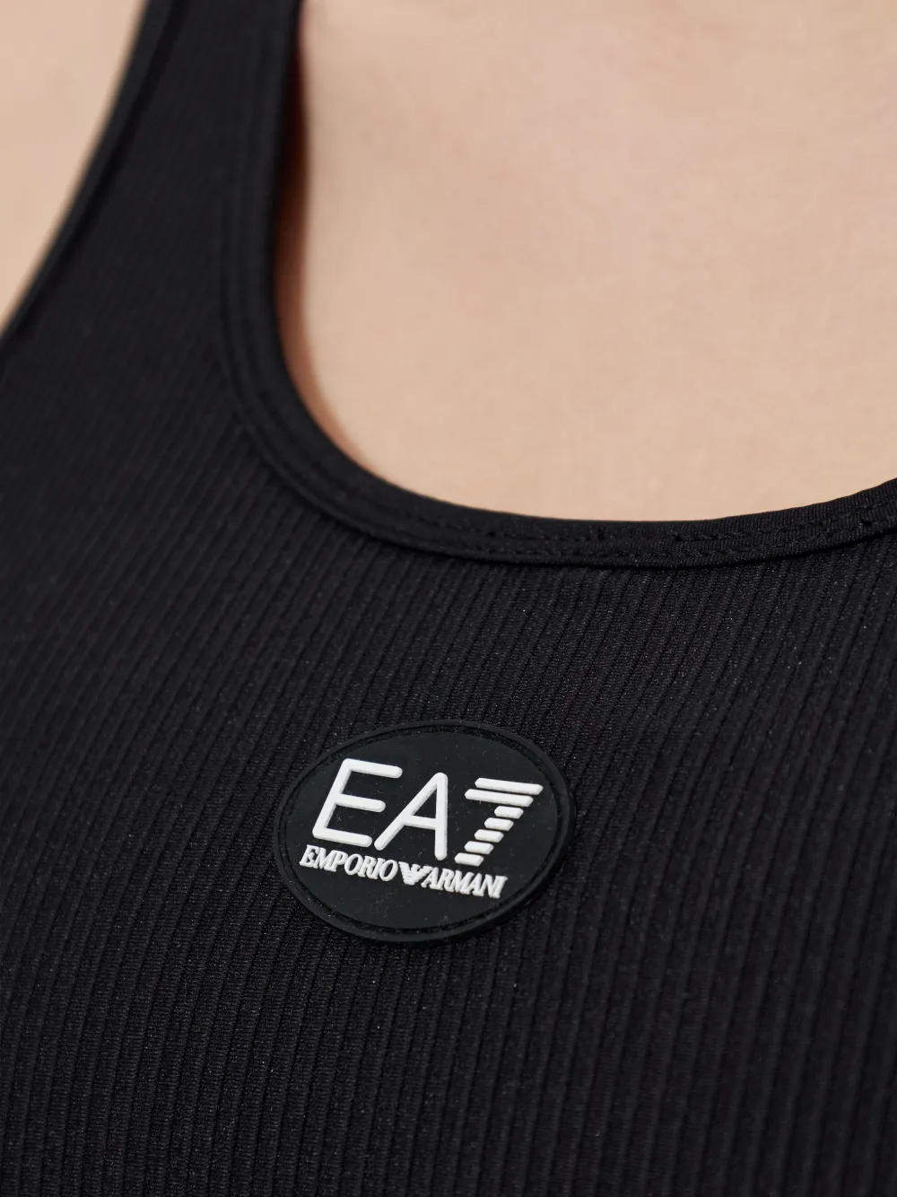Ea7 Emporio Armani Geribbelde top met logodetail Zwart