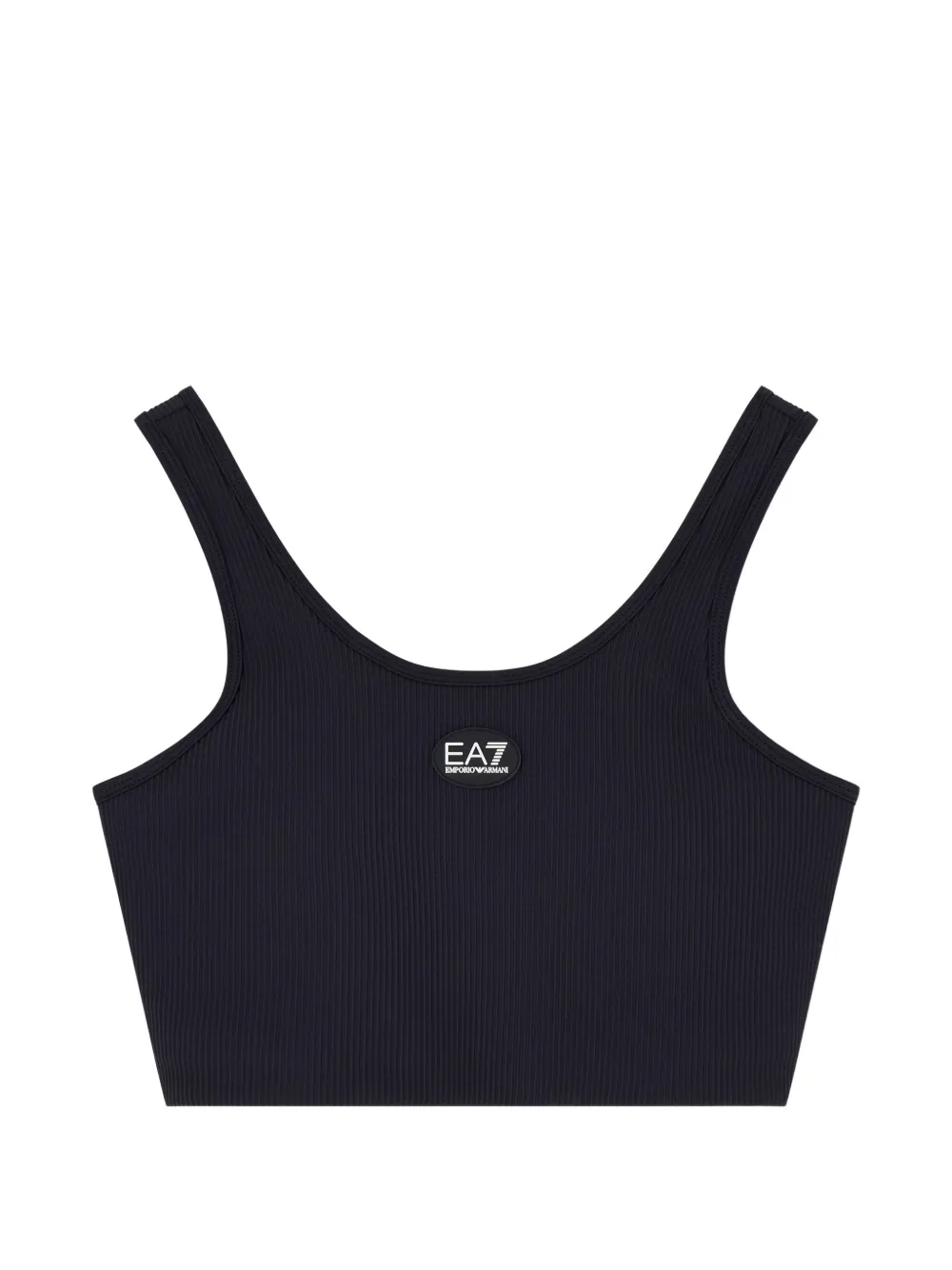 Ea7 Emporio Armani logo-detail ribbed top - Nero