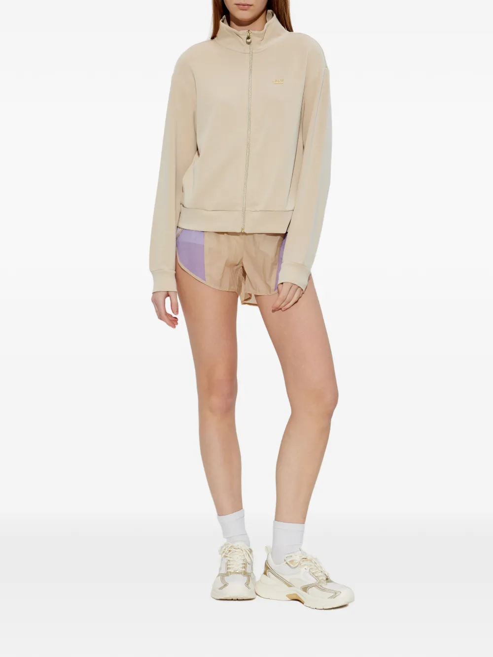 Ea7 Emporio Armani Sweater met rits en logodetail Beige