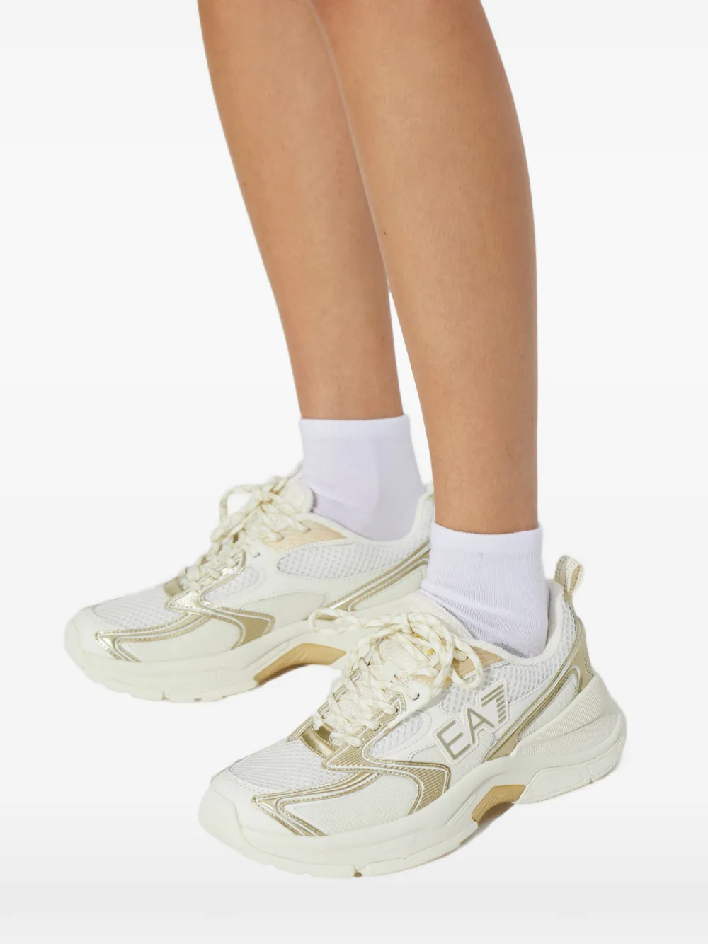 Ea7 Emporio Armani Sneakers met logo Beige