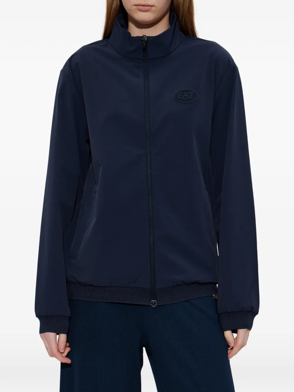 Ea7 Emporio Armani Sweater met rits en logodetail Blauw