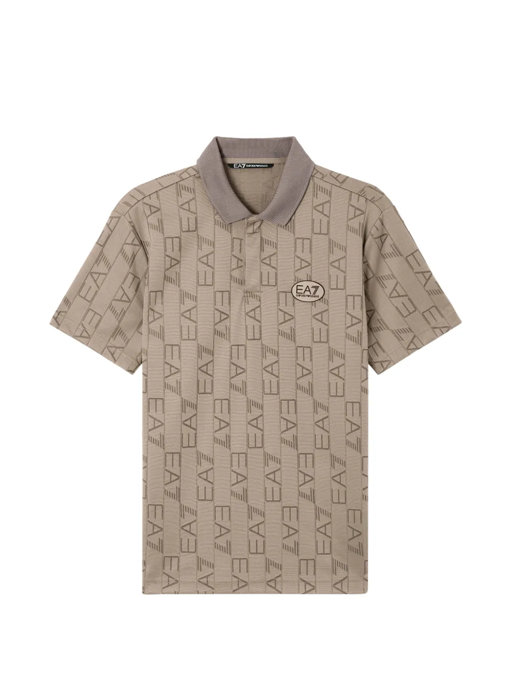 Ea7 Emporio Armani monogram-pattern polo shirt - Toni neutri