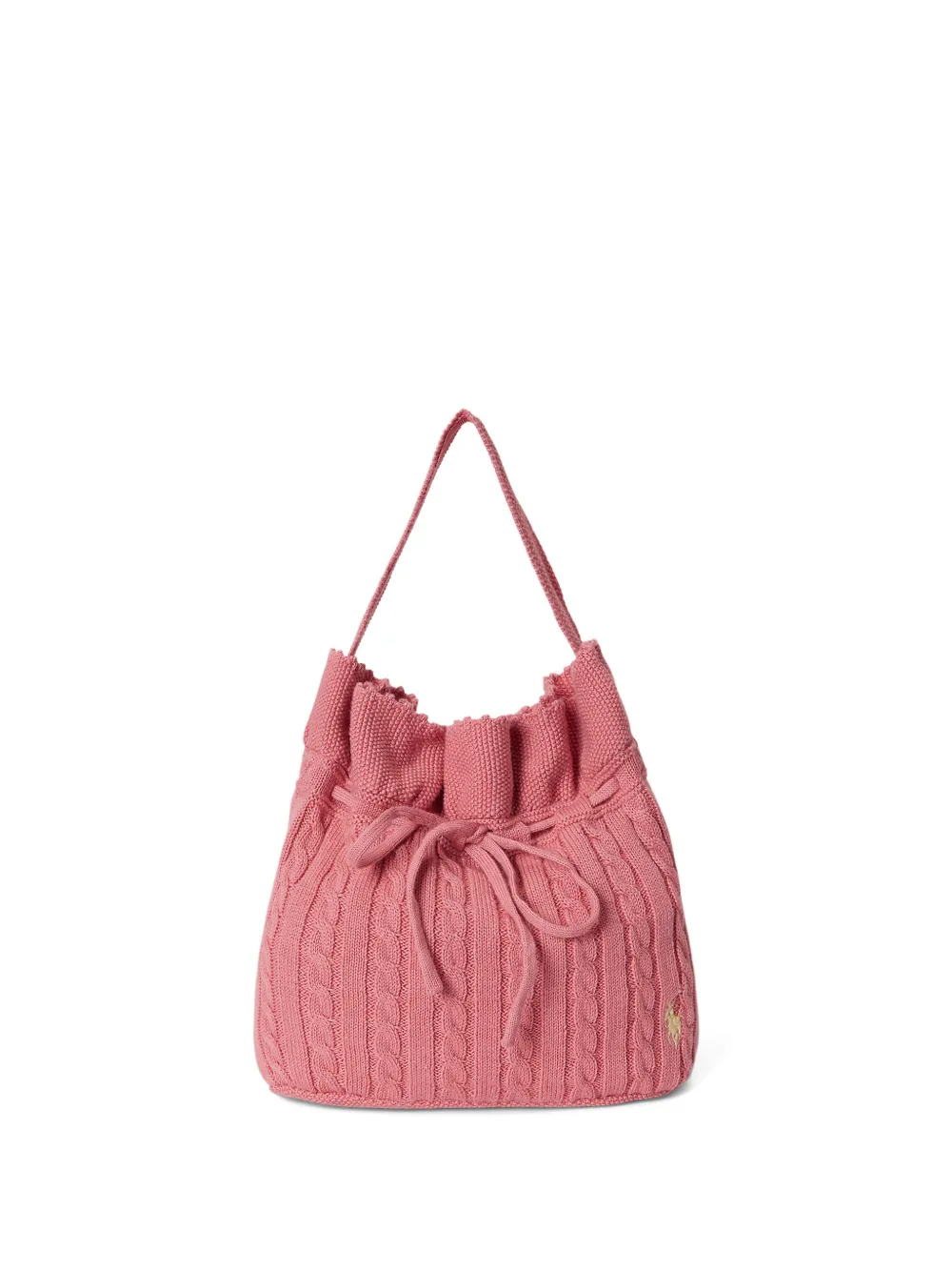 POLO RALPH LAUREN KIDS cable-knit drawstring bag - Rosa
