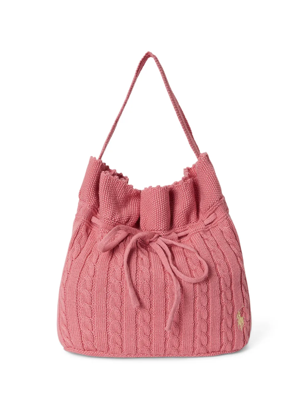 POLO RALPH LAUREN KIDS cable-knit drawstring bag - Rosa