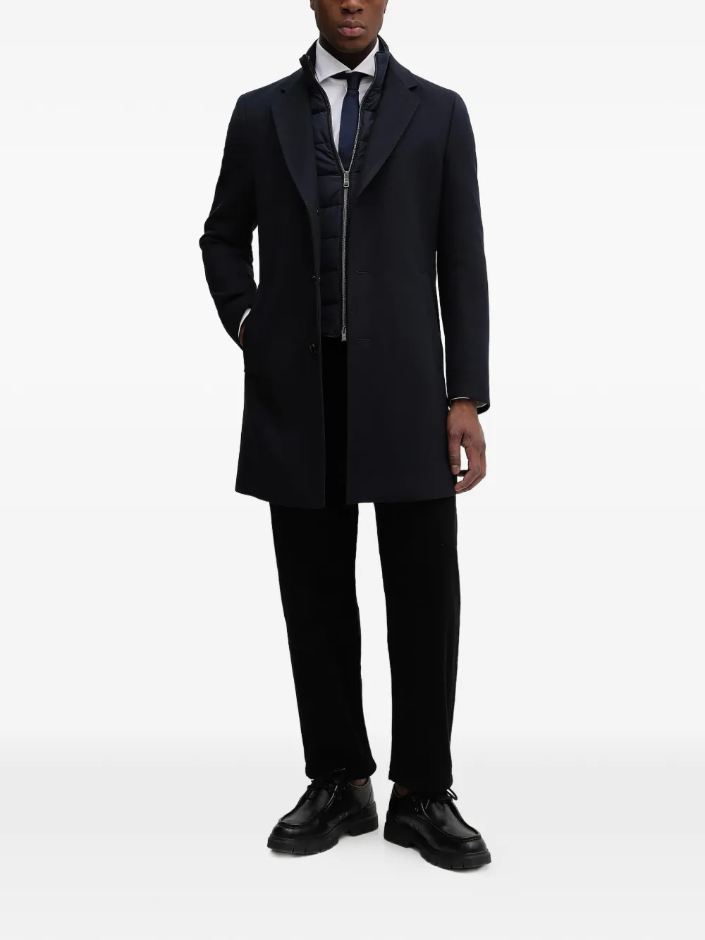 Hugo Boss Button-up Coat In Black