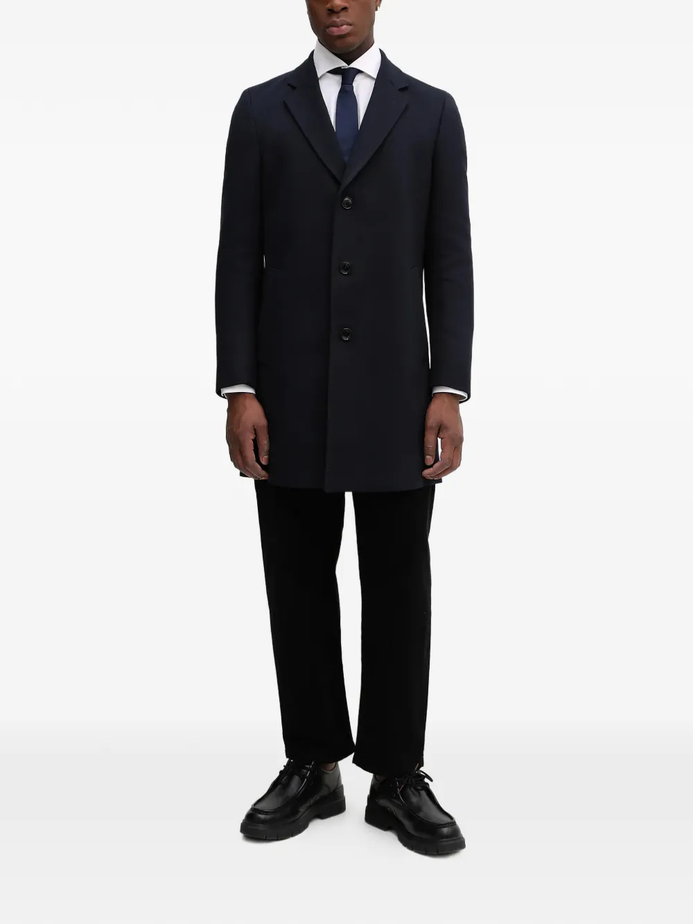 Hugo Boss Button-up Coat In Black