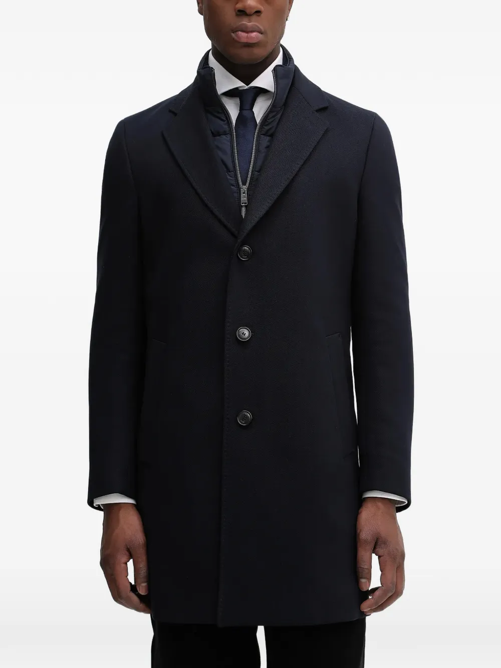 Hugo Boss Button-up Coat In Black