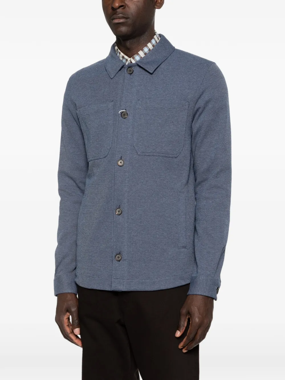  Profuomo Classic-collar Shirt Jacket - Blue 
