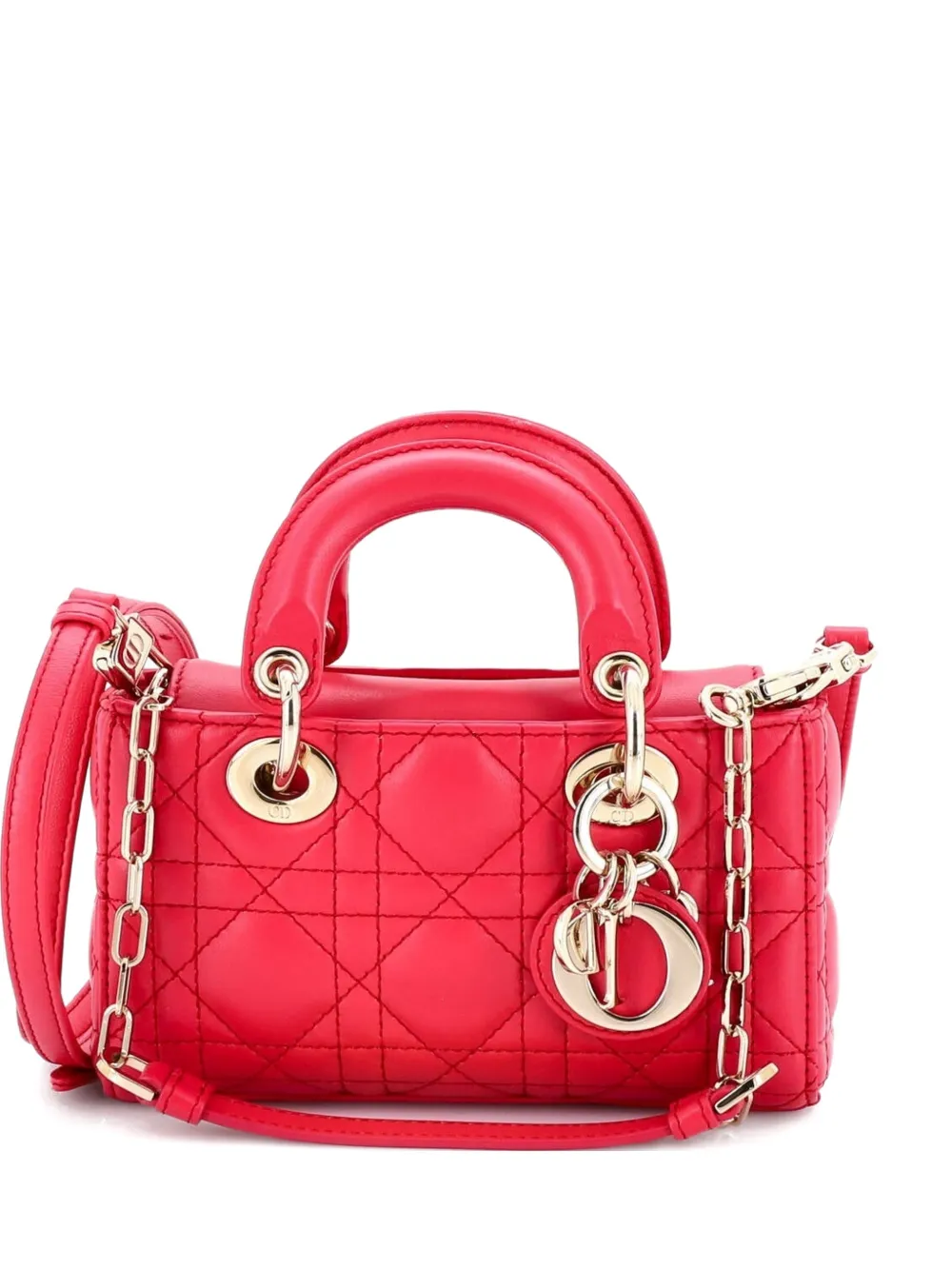 Christian Dior Pre-Owned Lady D-Joy Bag Cannage Quilt Lambskin Micro satchel - Rosa