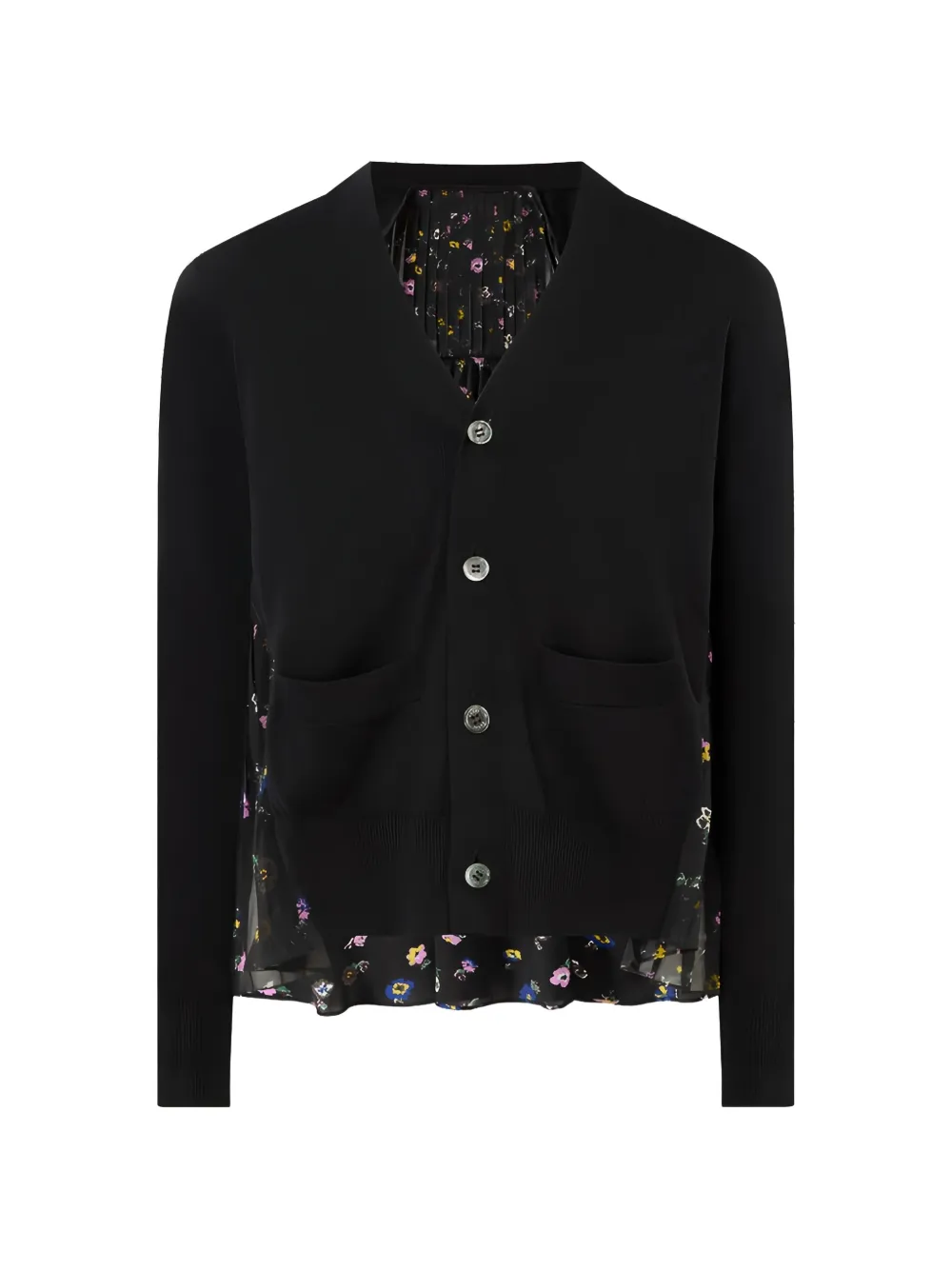 sacai floral-print panelled sweater - Black