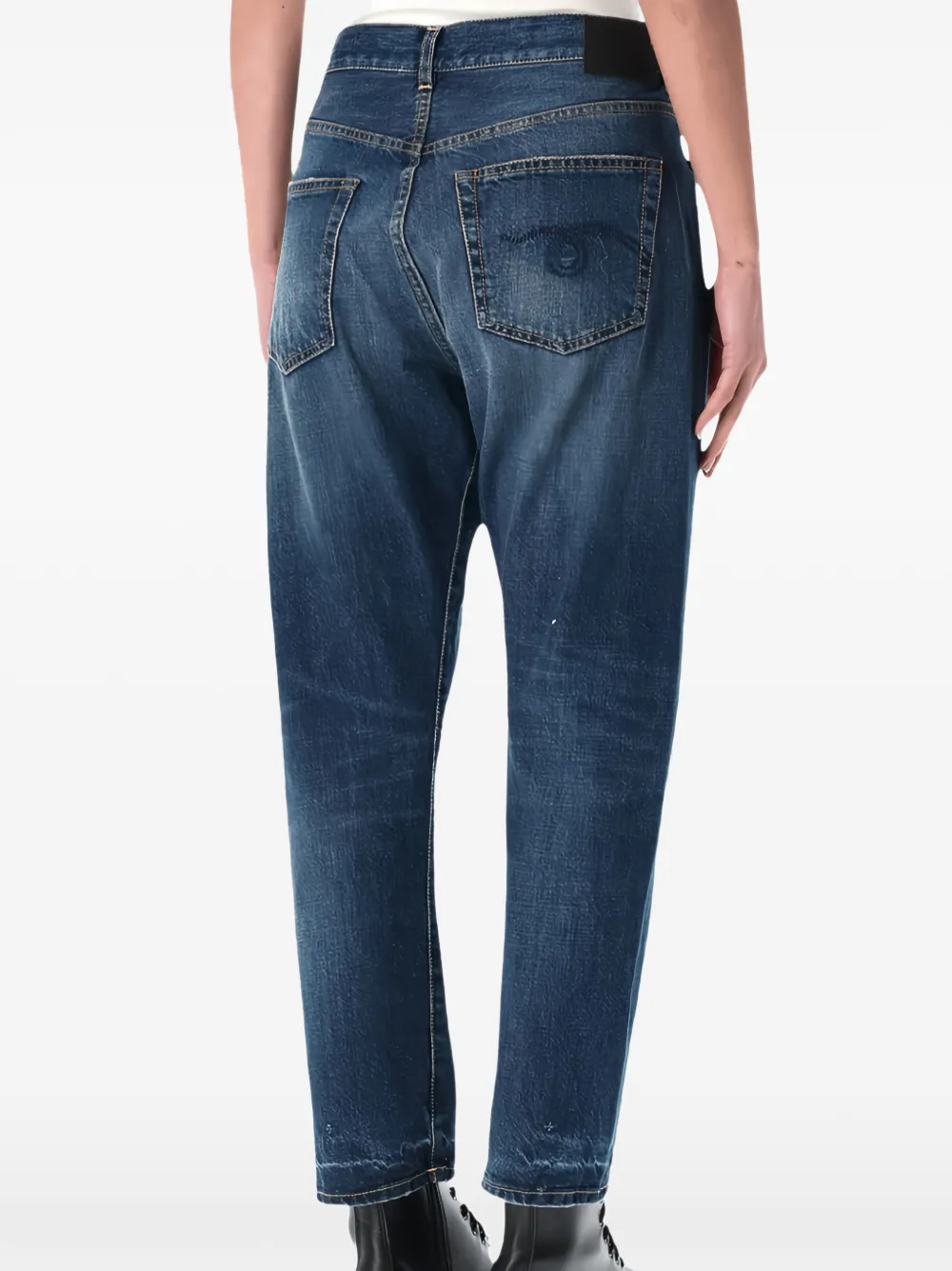 R13 Jeans met gekruiste taille en whisker-effect Blauw