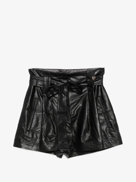 TWINSET short ceinturé en cuir artificiel à détails plissés