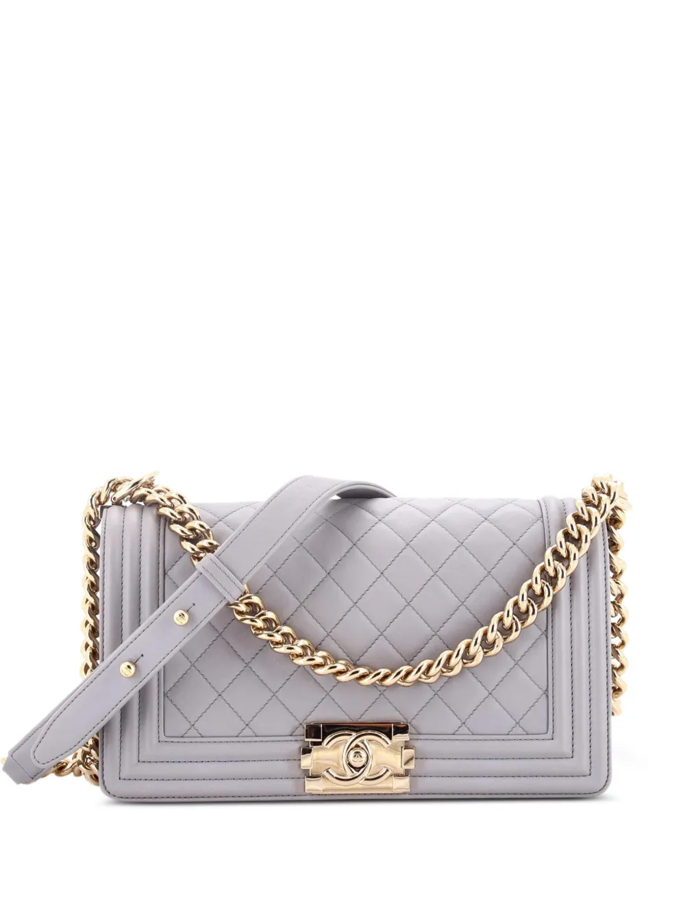 CHANEL Pre-Owned Boy Flap Bag Quilted Lambskin Old Medium shoulder bag - Grigio