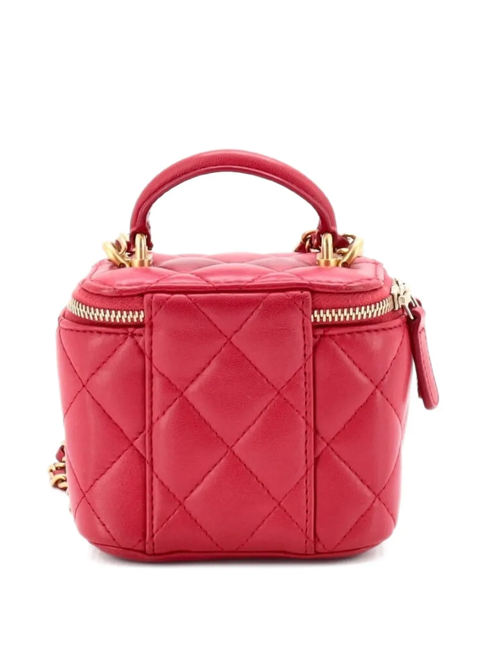 Classic Top Handle Vanity Case With Chain Quilted Lambskin Mini Crossbody Bag