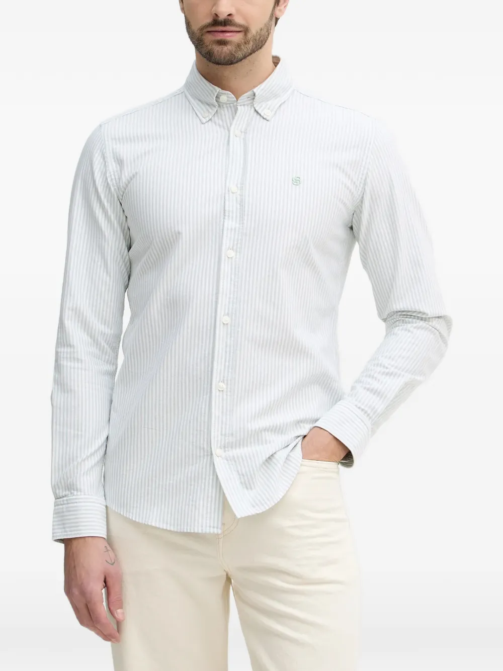 BOSS striped button shirt - Weiß