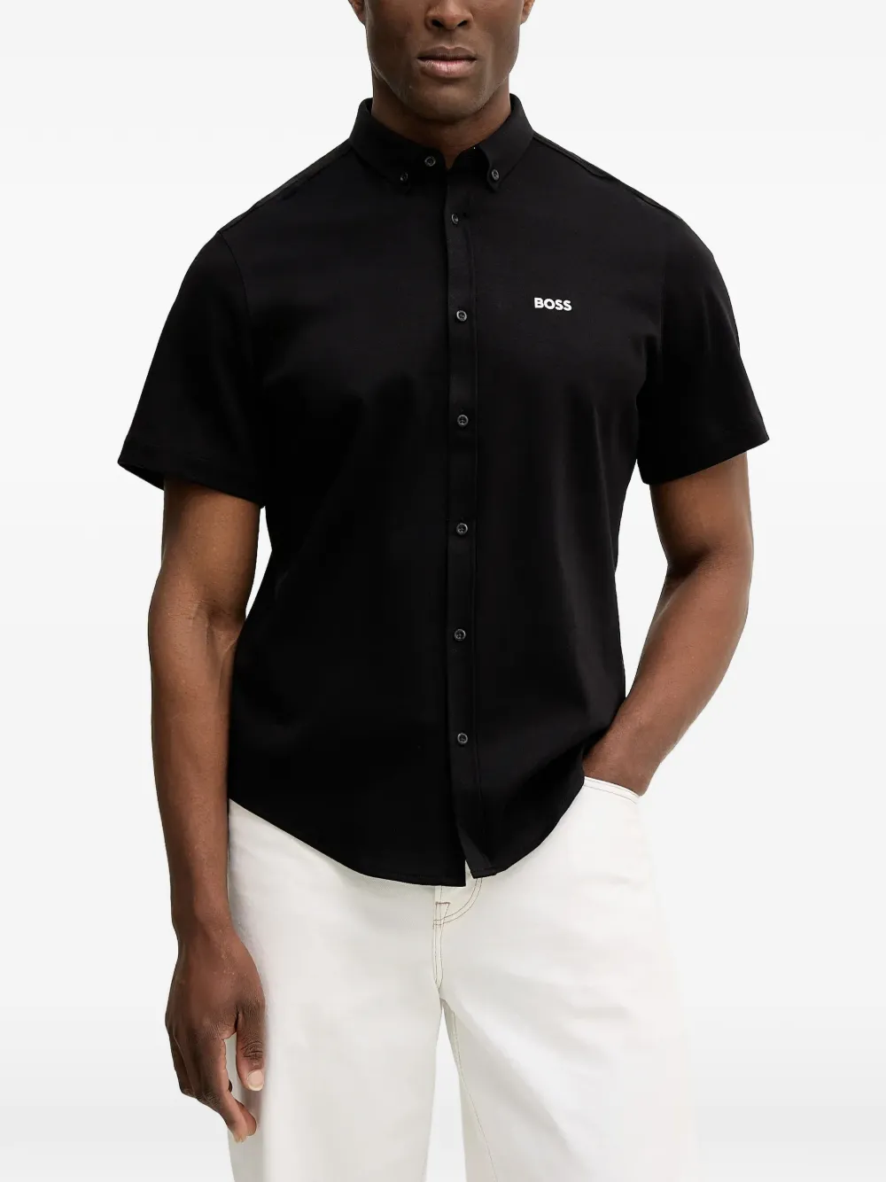 BOSS short-sleeve button-up shirt - Nero