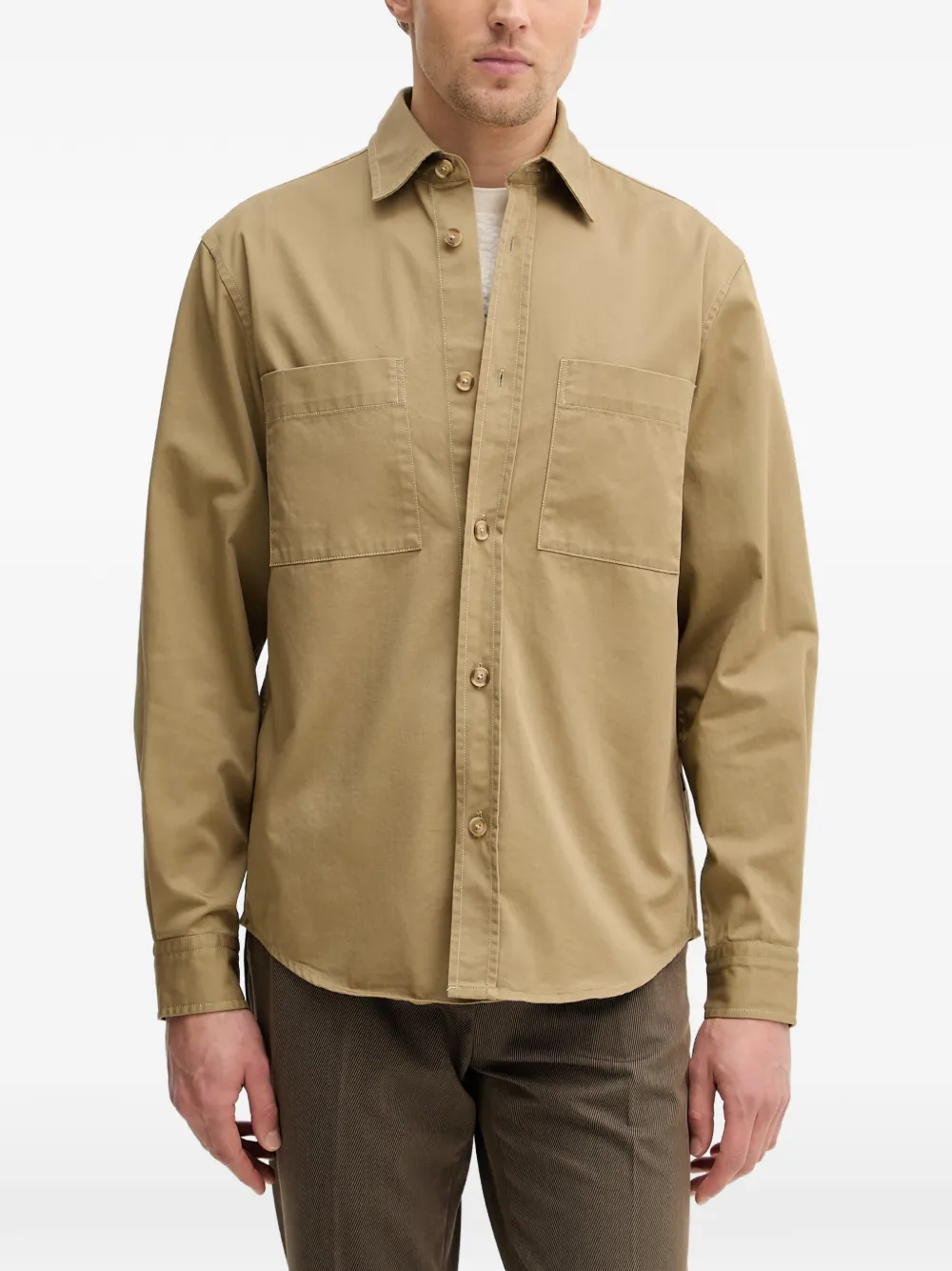BOSS buttoned chest-pocket shirt - Toni neutri