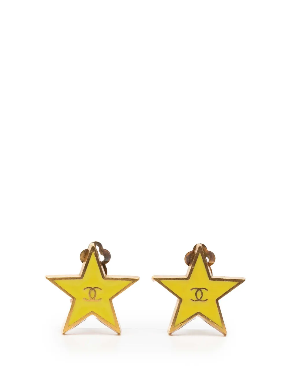 CHANEL Pre-Owned 1990-2010 CC Gold Plated Enamel Star Clip on Earrings costume earrings - Giallo