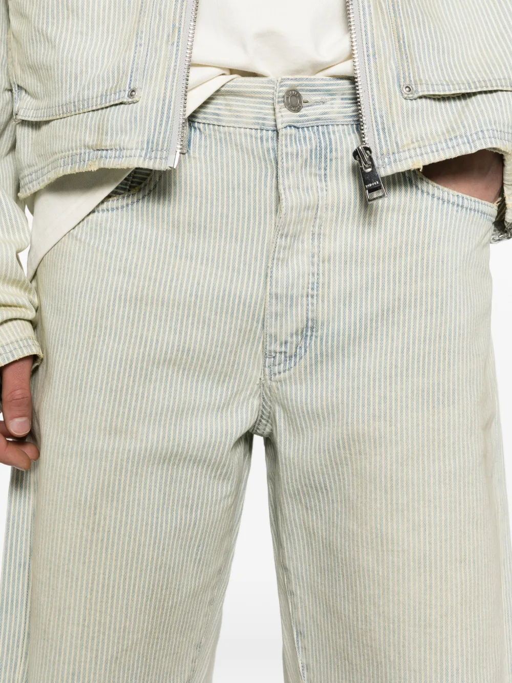 Purple Brand Gestreepte gerafelde shorts Blauw