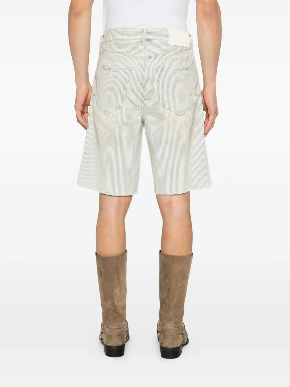 Purple Brand Gestreepte gerafelde shorts Blauw