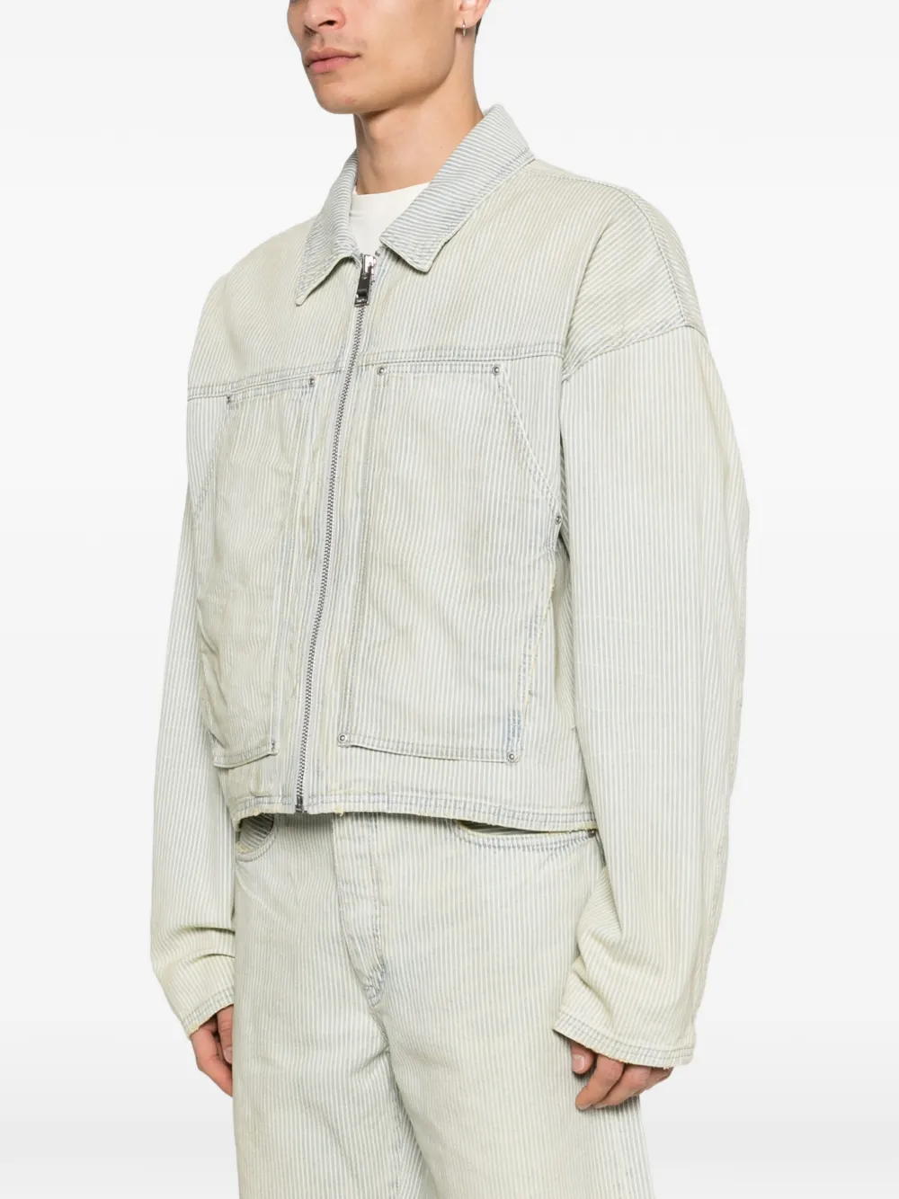  Purple Brand Striped Zip Jacket - Neutrals 