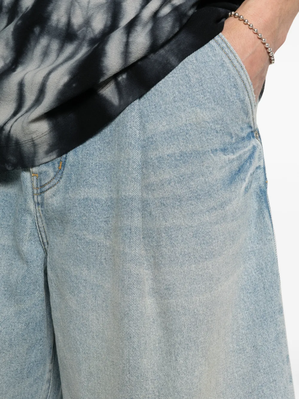 Purple Brand Denim shorts met plooien Blauw