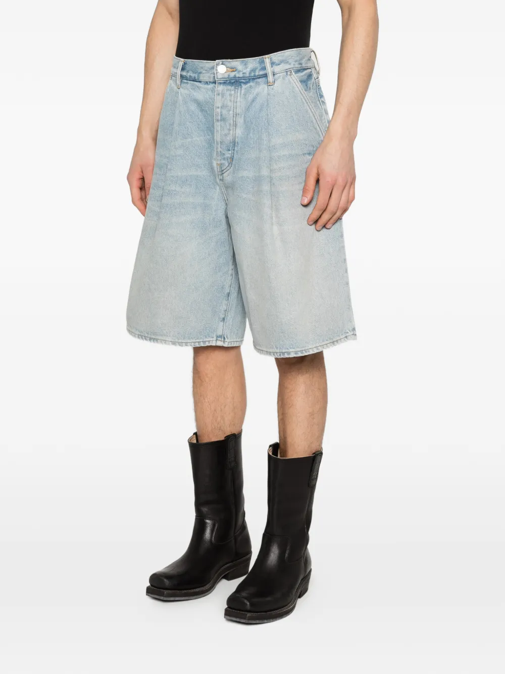 Purple Brand Denim shorts met plooien Blauw