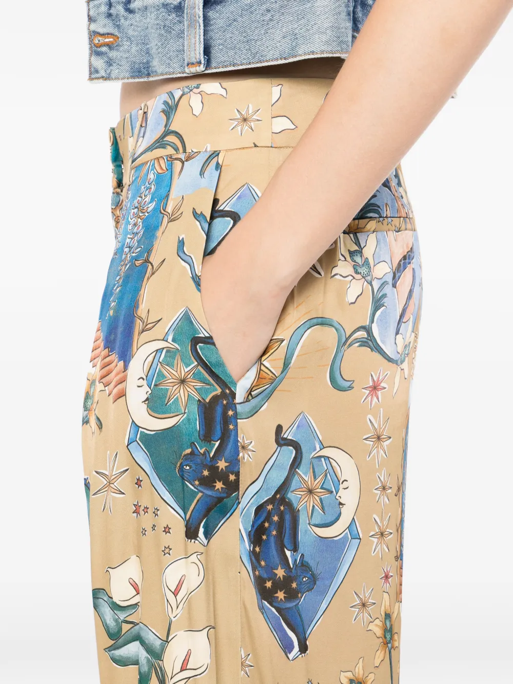 FARM Rio Broek met bloemen Beige
