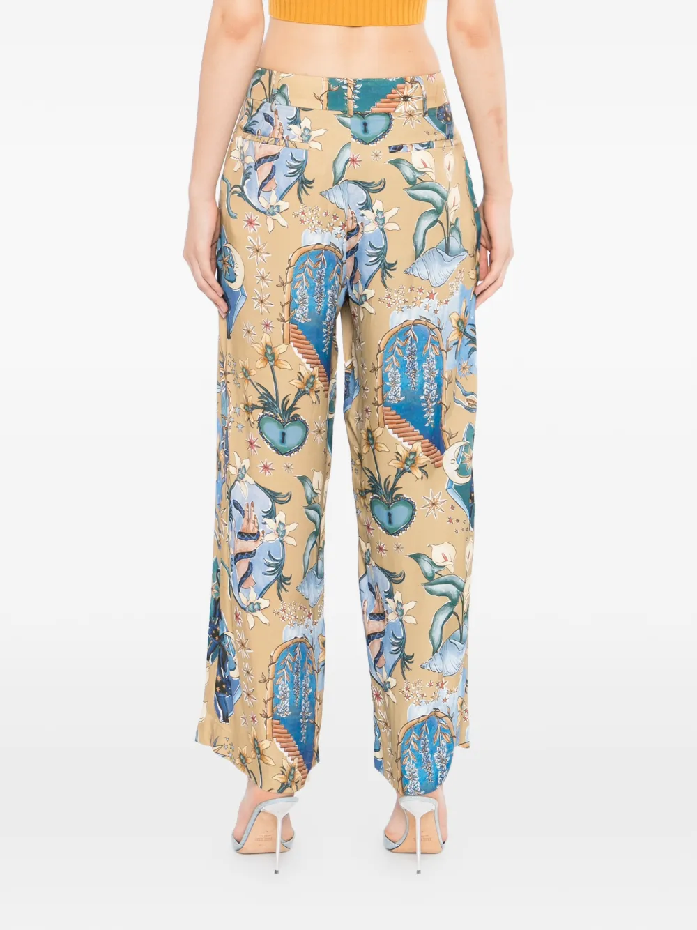 FARM Rio Broek met bloemen Beige